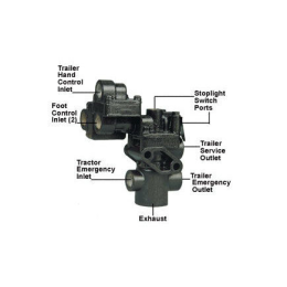 Haldex Tractor Protection Valve - without Exhaust Tube, 1/2" NPT Service / Emergency Outlet KN34127